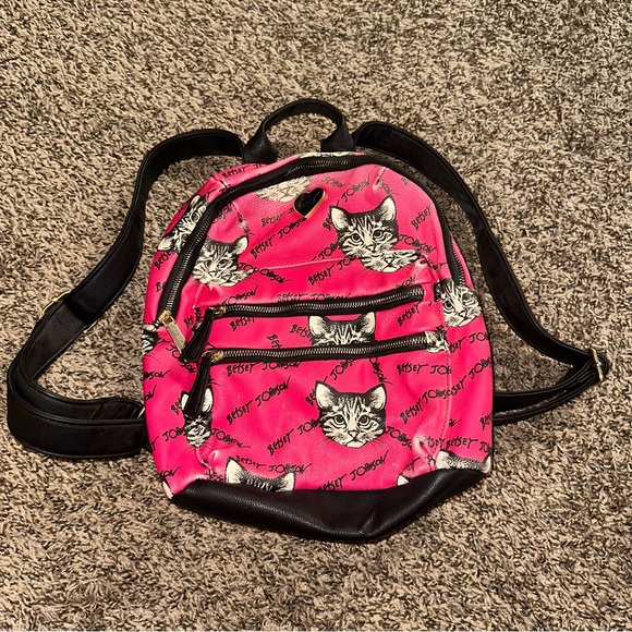 Betsey Johnson Handbags - Pink Cat Print Backpack